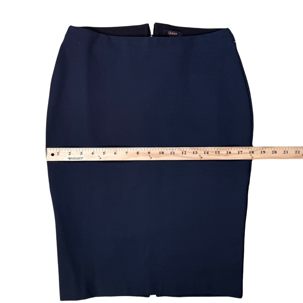 Quince Ultra-Stretch Ponte Pencil Skirt Navy Blue Office Career NWT Size S - Picture 4 of 11